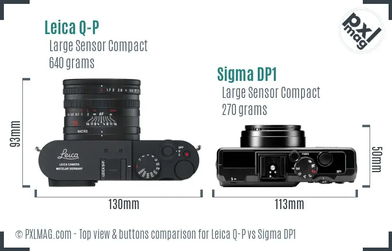 Leica Q-P vs Sigma DP1 top view buttons comparison
