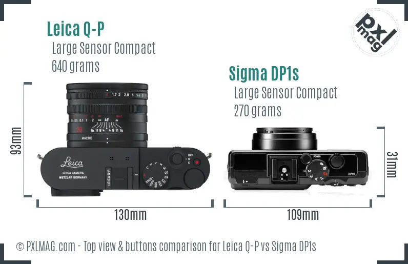 Leica Q-P vs Sigma DP1s top view buttons comparison