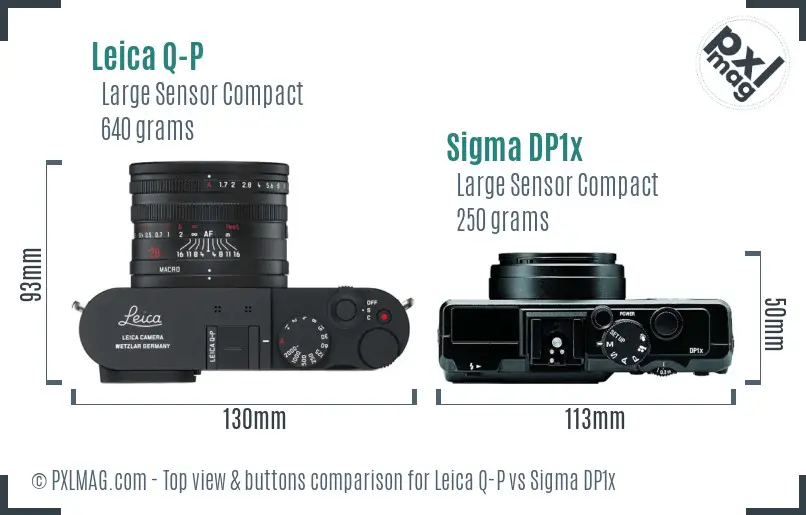 Leica Q-P vs Sigma DP1x top view buttons comparison