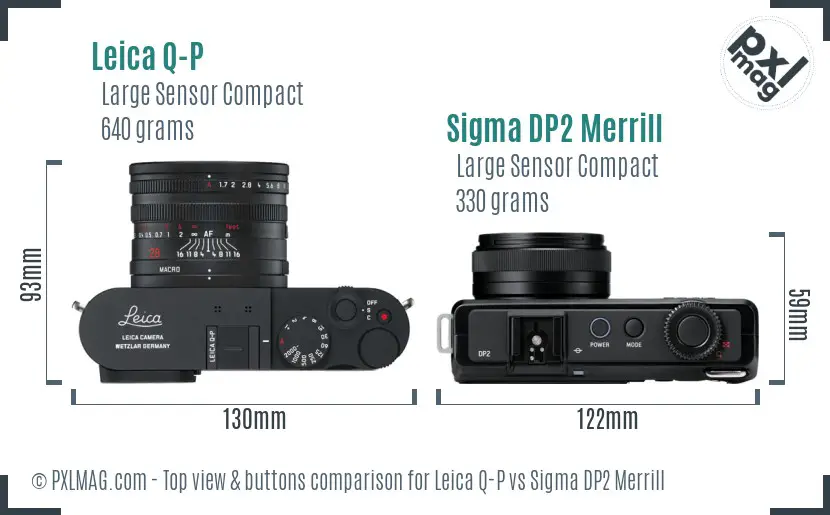 Leica Q-P vs Sigma DP2 Merrill top view buttons comparison