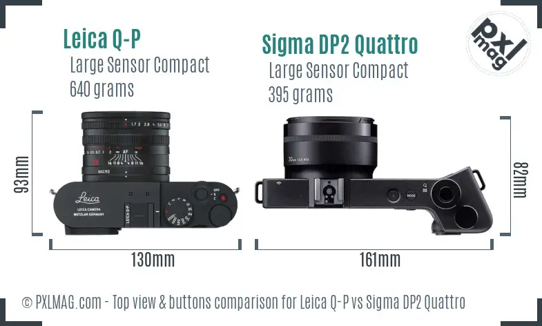 Leica Q-P vs Sigma DP2 Quattro top view buttons comparison