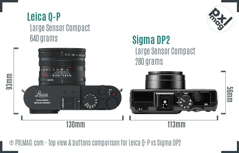 Leica Q-P vs Sigma DP2 top view buttons comparison