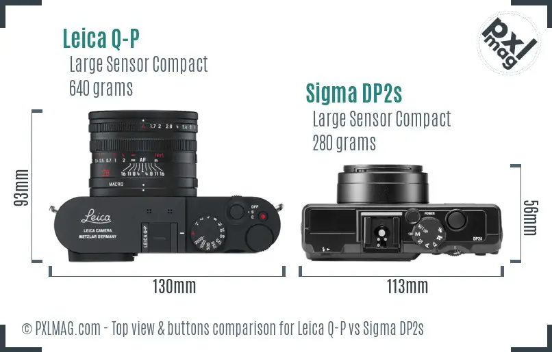 Leica Q-P vs Sigma DP2s top view buttons comparison