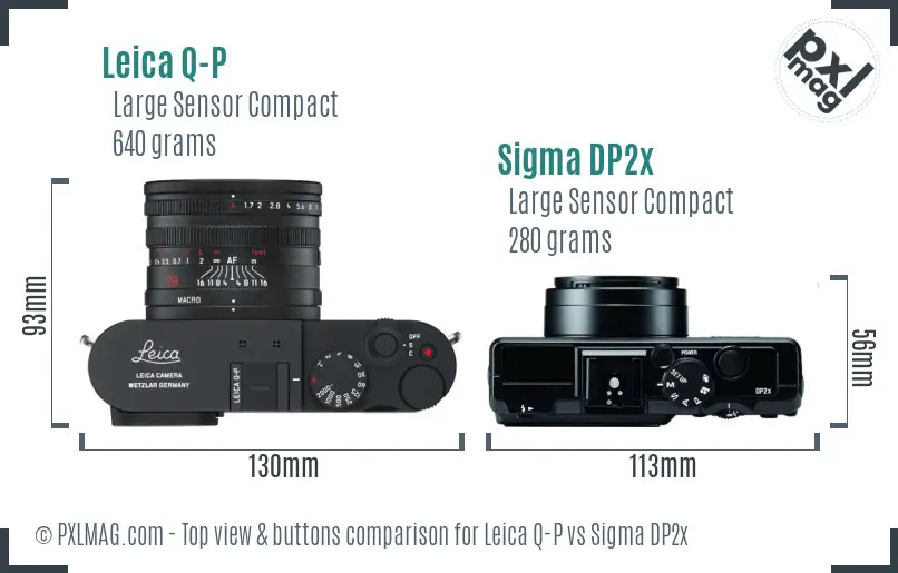Leica Q-P vs Sigma DP2x top view buttons comparison