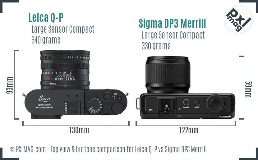 Leica Q-P vs Sigma DP3 Merrill top view buttons comparison