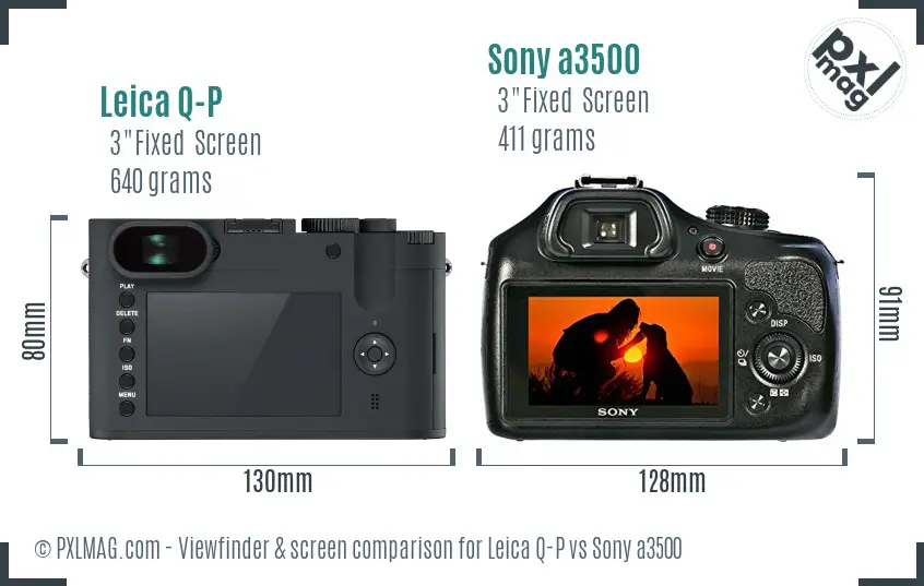 Leica Q-P vs Sony a3500 Screen and Viewfinder comparison