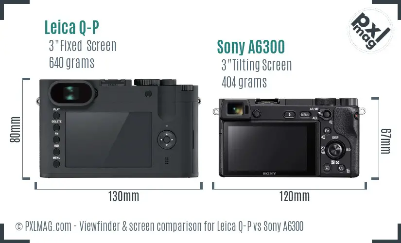 Leica Q-P vs Sony A6300 Screen and Viewfinder comparison