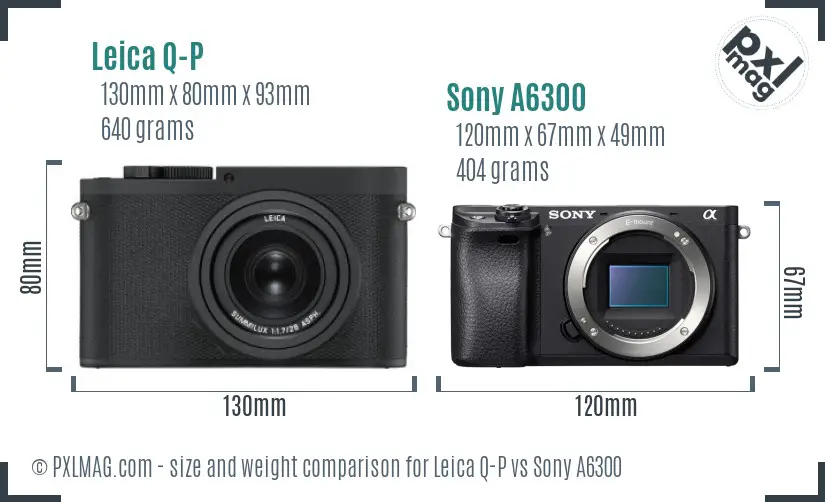 Leica Q-P vs Sony A6300 size comparison
