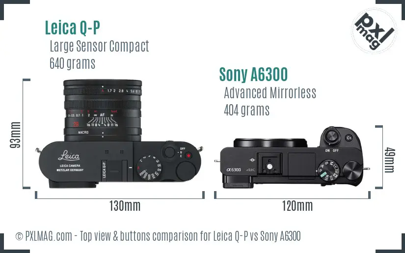 Leica Q-P vs Sony A6300 top view buttons comparison