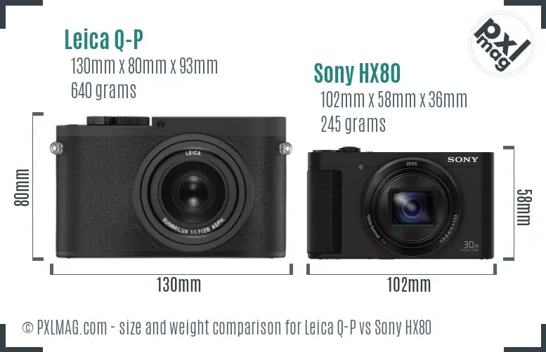Leica Q-P vs Sony HX80 size comparison