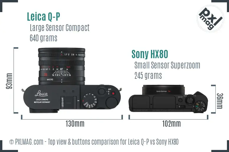 Leica Q-P vs Sony HX80 top view buttons comparison