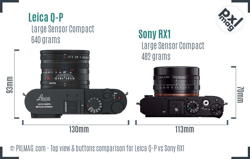 Leica Q-P vs Sony RX1 top view buttons comparison