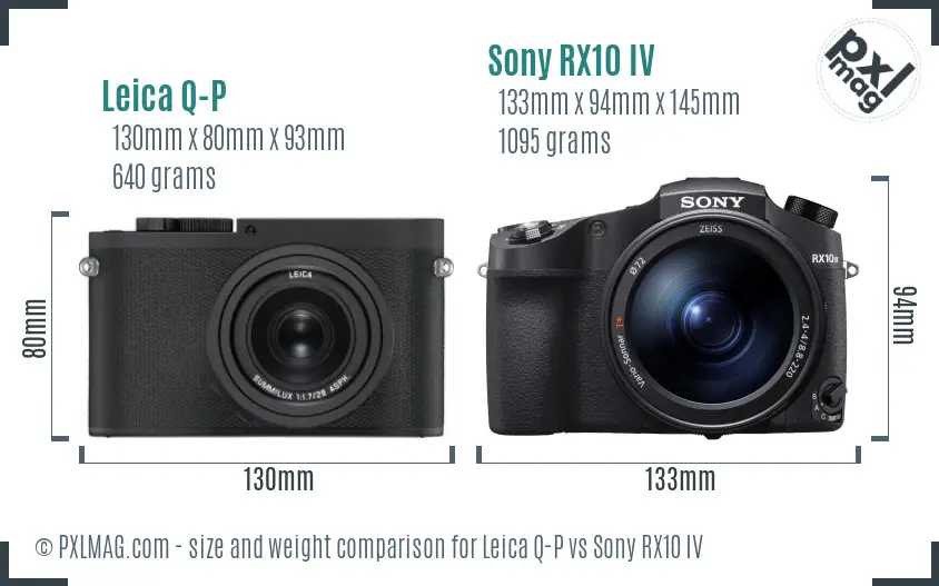Leica Q-P vs Sony RX10 IV size comparison Leica Q-P vs Sony RX10 IV size comparison