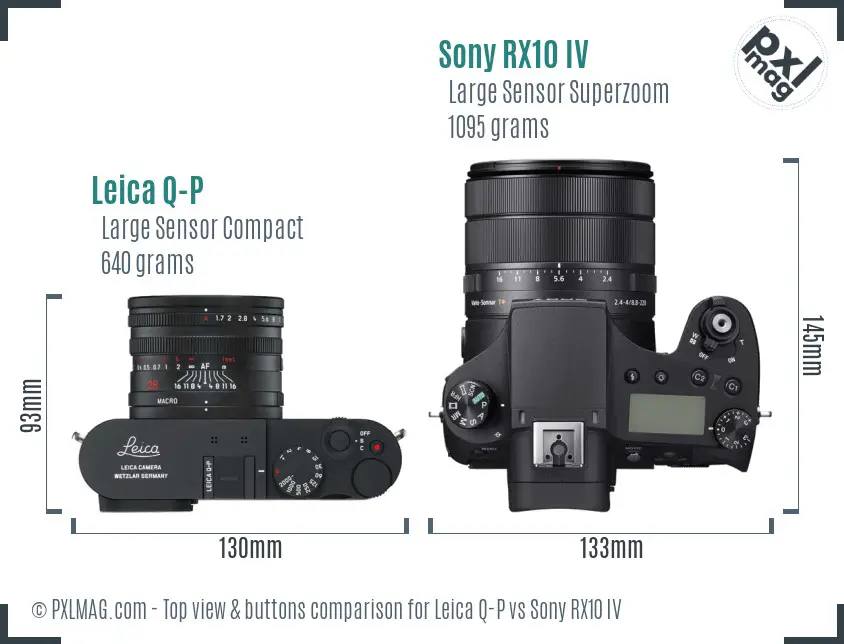 Leica Q-P vs Sony RX10 IV top view buttons comparison Leica Q-P vs Sony RX10 IV top view buttons comparison