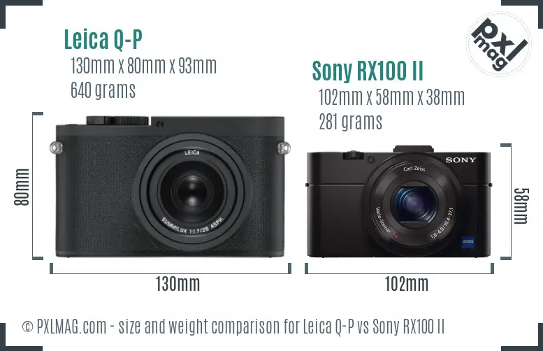 Leica Q-P vs Sony RX100 II size comparison