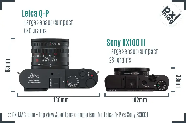 Leica Q-P vs Sony RX100 II top view buttons comparison