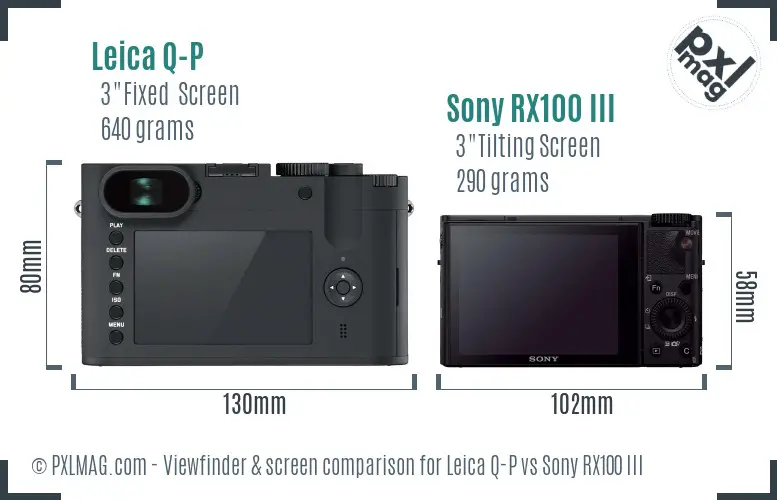 Leica Q-P vs Sony RX100 III Screen and Viewfinder comparison