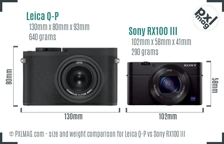 Leica Q-P vs Sony RX100 III size comparison