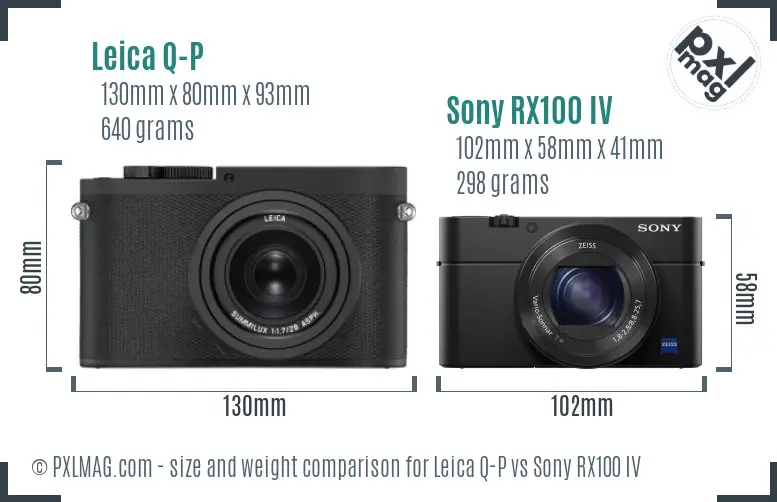 Leica Q-P vs Sony RX100 IV size comparison