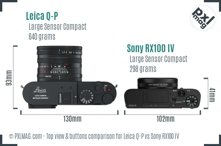 Leica Q-P vs Sony RX100 IV top view buttons comparison