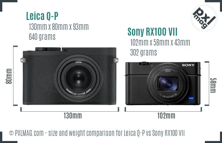 Leica Q-P vs Sony RX100 VII size comparison