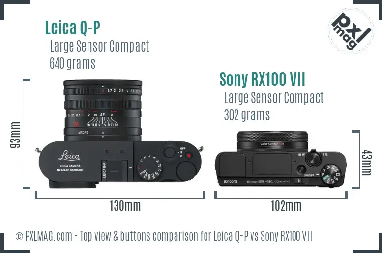 Leica Q-P vs Sony RX100 VII top view buttons comparison