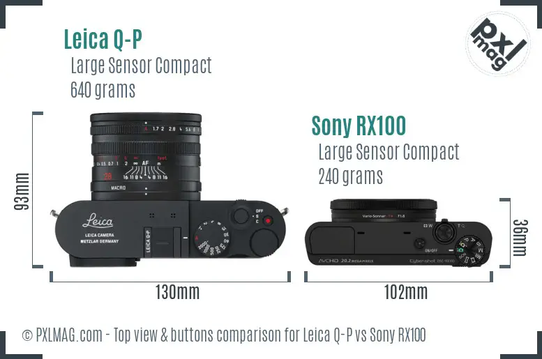 Leica Q-P vs Sony RX100 top view buttons comparison