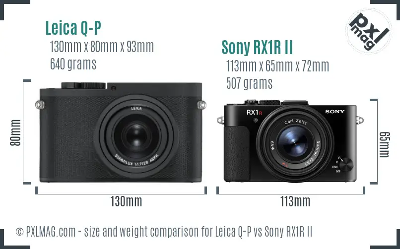 Leica Q-P vs Sony RX1R II size comparison