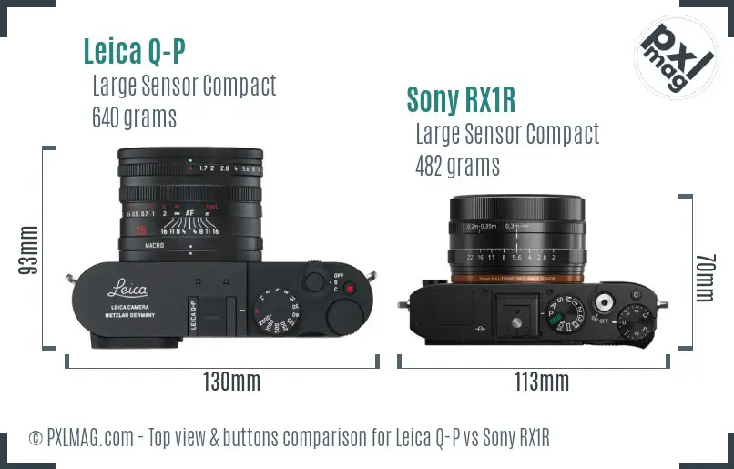 Leica Q-P vs Sony RX1R top view buttons comparison