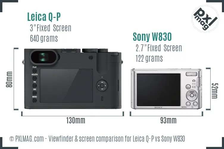 Leica Q-P vs Sony W830 Screen and Viewfinder comparison