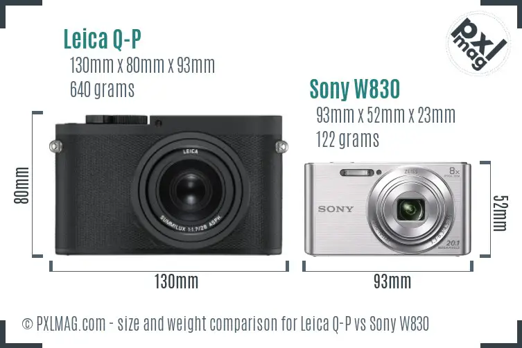 Leica Q-P vs Sony W830 size comparison