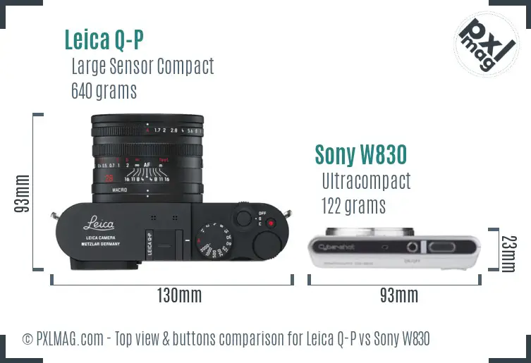Leica Q-P vs Sony W830 top view buttons comparison