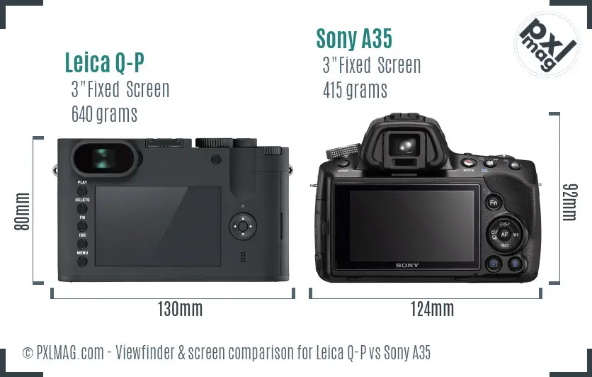 Leica Q-P vs Sony A35 Screen and Viewfinder comparison