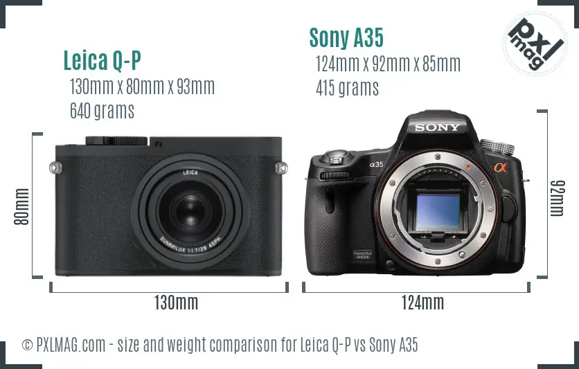 Leica Q-P vs Sony A35 size comparison
