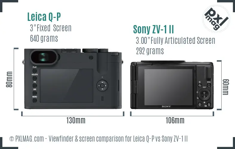 Leica Q-P vs Sony ZV-1 II Screen and Viewfinder comparison