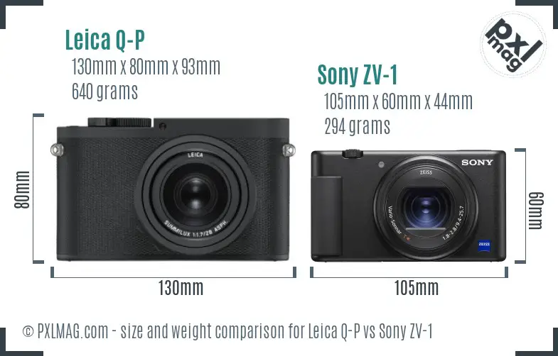 Leica Q-P vs Sony ZV-1 size comparison