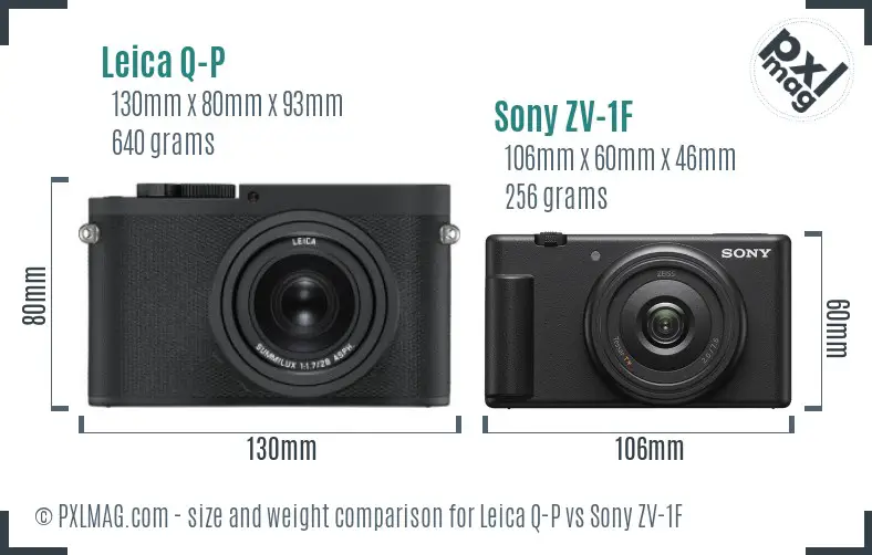 Leica Q-P vs Sony ZV-1F size comparison