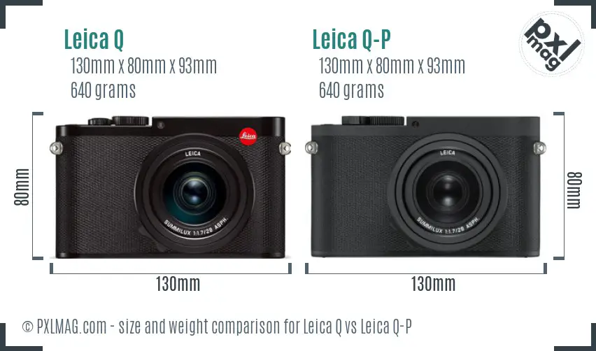Leica Q vs Leica Q-P size comparison