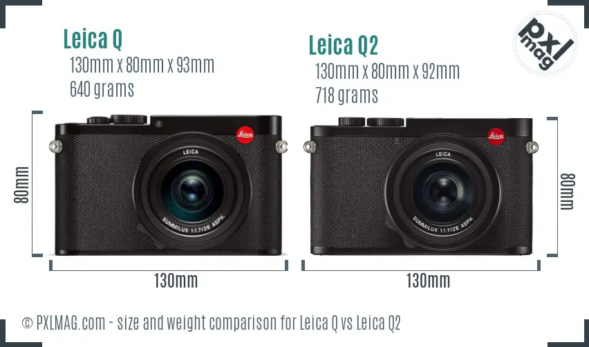 Leica Q vs Leica Q2 size comparison
