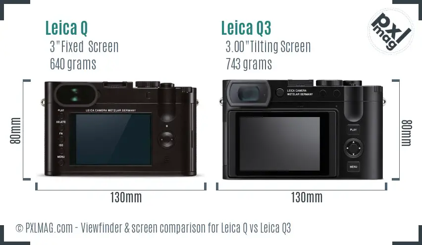 Leica Q vs Leica Q3 Screen and Viewfinder comparison