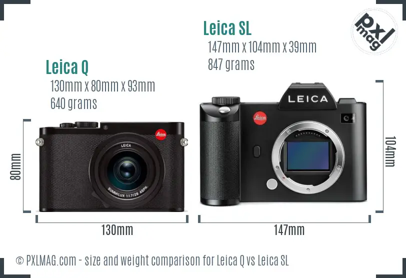 Leica Q vs Leica SL size comparison