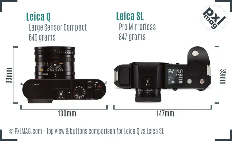 Leica Q vs Leica SL top view buttons comparison