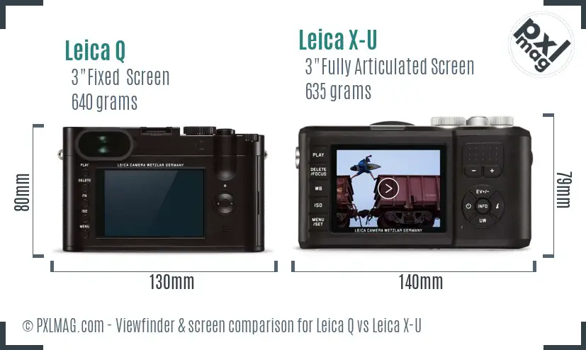 Leica Q vs Leica X-U Screen and Viewfinder comparison