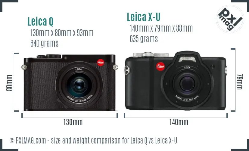 Leica Q vs Leica X-U size comparison
