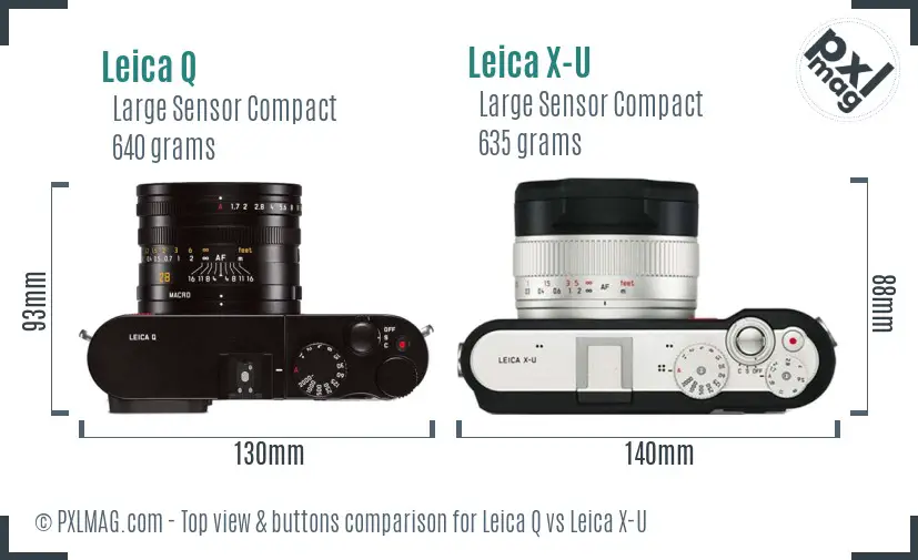 Leica Q vs Leica X-U top view buttons comparison