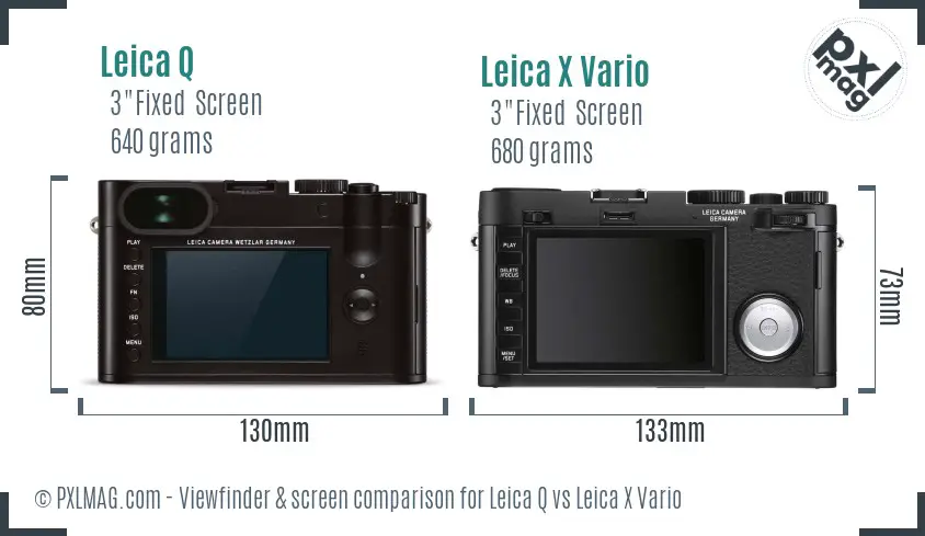 Leica Q vs Leica X Vario Screen and Viewfinder comparison
