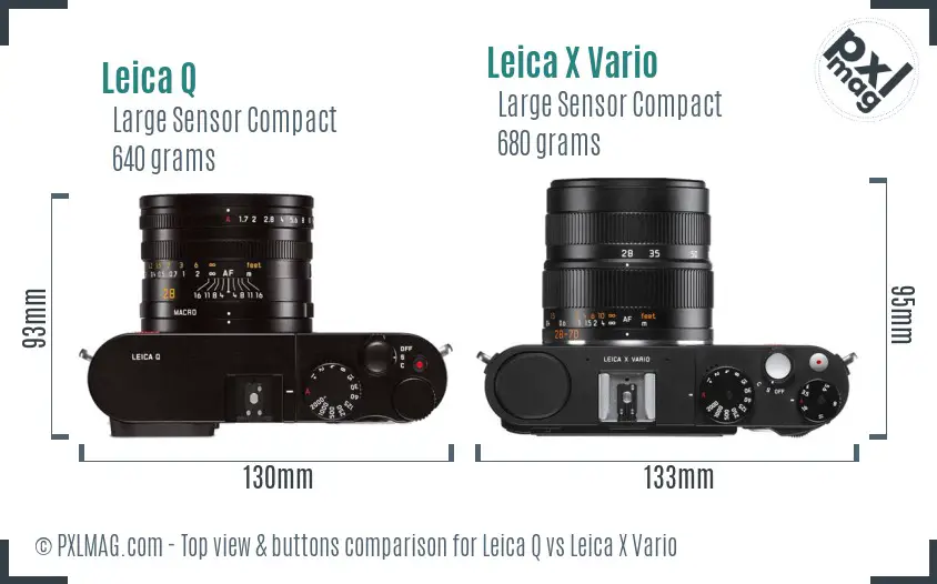 Leica Q vs Leica X Vario top view buttons comparison