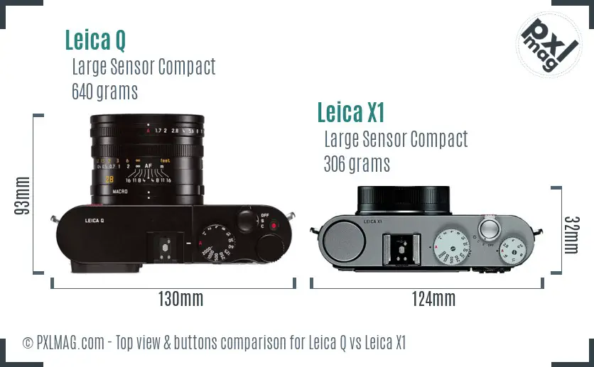 Leica Q vs Leica X1 top view buttons comparison