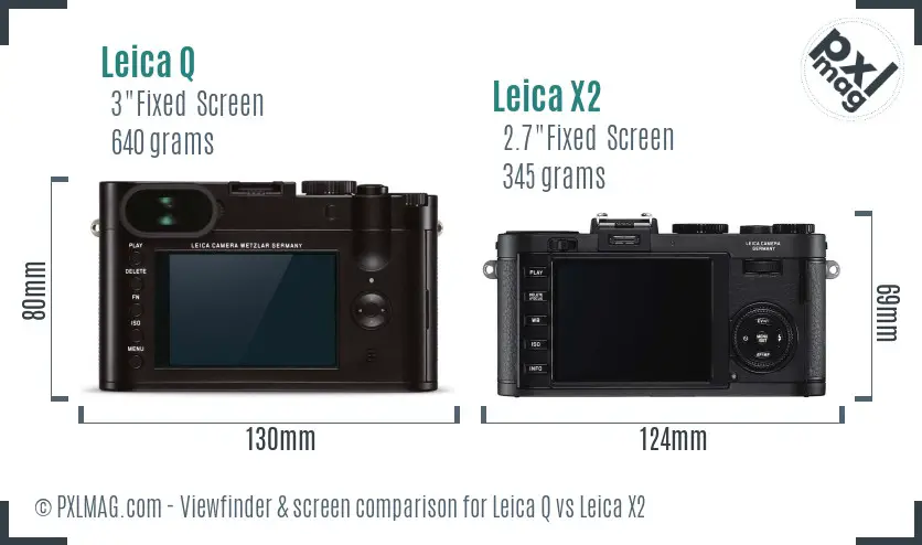 Leica Q vs Leica X2 Screen and Viewfinder comparison