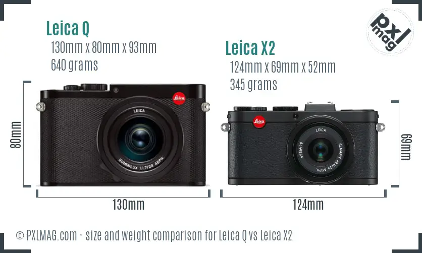 Leica Q vs Leica X2 size comparison